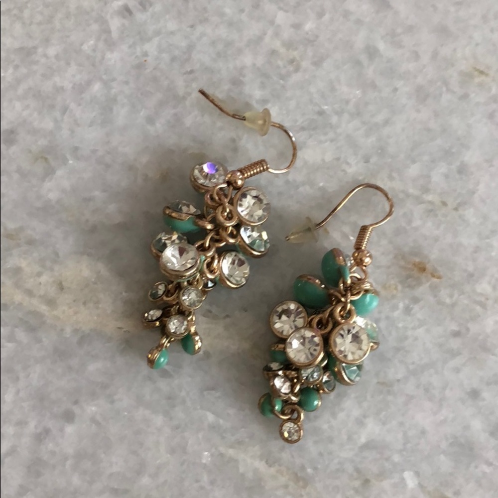 Anthropologie Sea Foam + Sparkle Drop Earrings